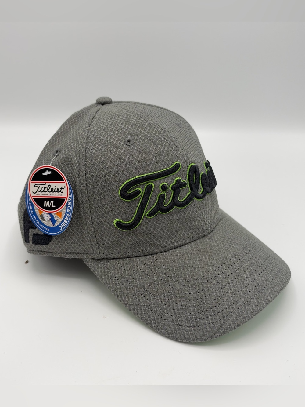 Titleist Dobby Tech Trend Golf Hat M/L Gray Green Fitted FootJoy Pro V1 NWT